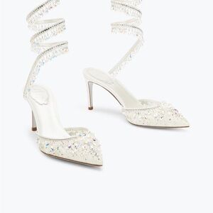 Rene Caovilla White Jewel Chandelier Pumps